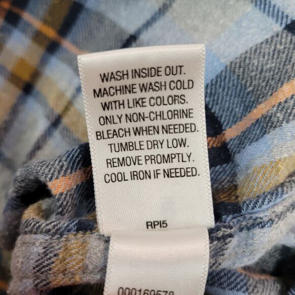 Sonoma Mens Medium Blue Brown Plaid Button Up Shirt - Picture 7 of 8